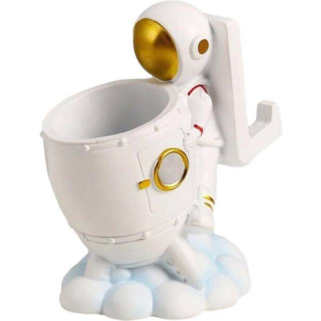 (B) Spaceman Pencil Cup Holder Cute Astronaut Pen Holder Organizer for Desk Home Office