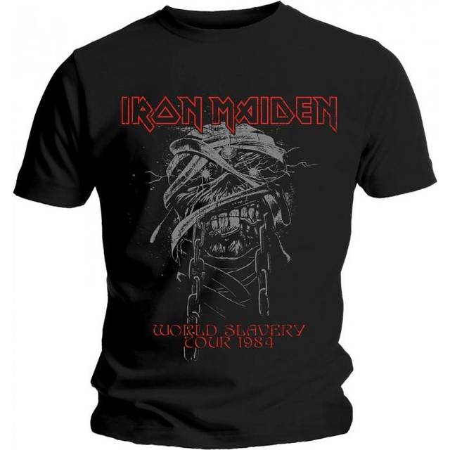 (S, Black) Iron Maiden Unisex Adult World Slavery 1984 Tour T-Shirt