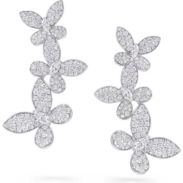 Graff White Gold and Diamond Triple Pavé Butterfly Drop Earrings - One size