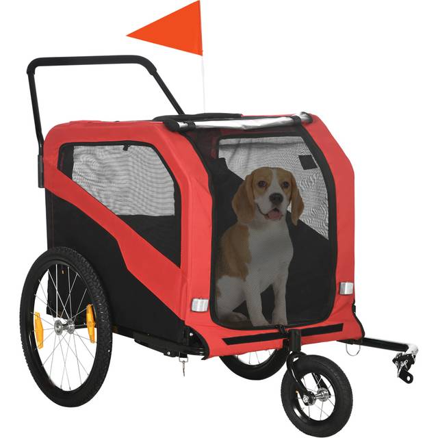 PawHut 2 in 1 Large Red Dog Trailer with Hitch - 24 x 97 x 69cm