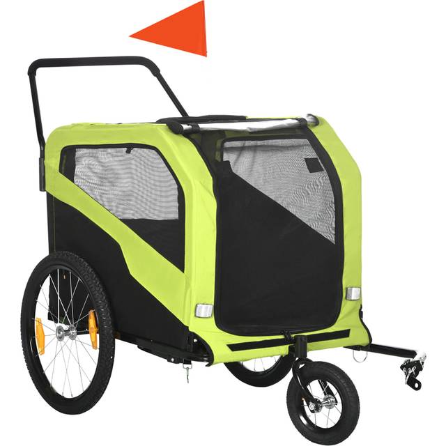 PawHut 2 in 1 Large Green Dog Trailer with Hitch - 24 x 97 x 69cm