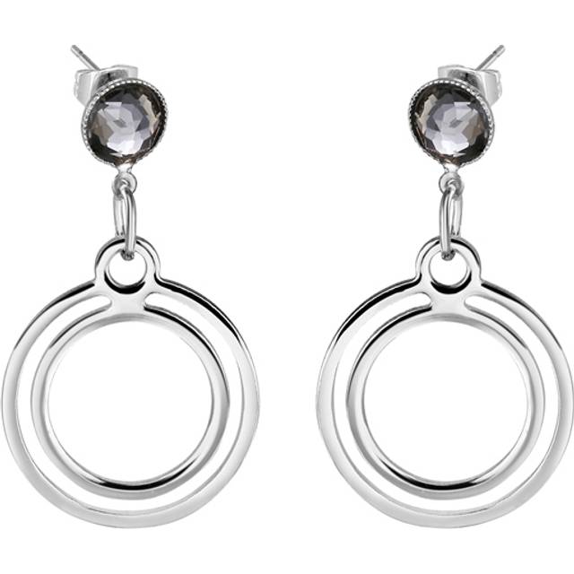 Circular Earrings with Black Stone