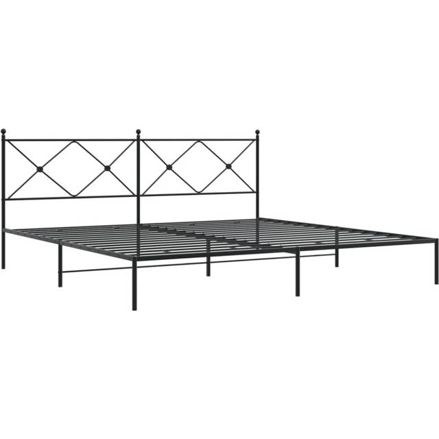 vidaXL Metal Bed Frame without Mattress with Headboard Black 193x203cm