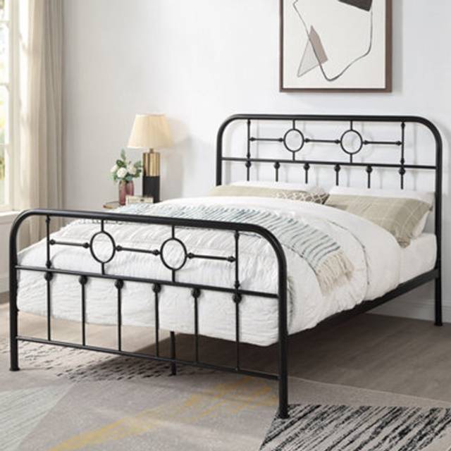 Slumberworx Ware Black Metal Victorian Industrial Bed Frame - King, Black