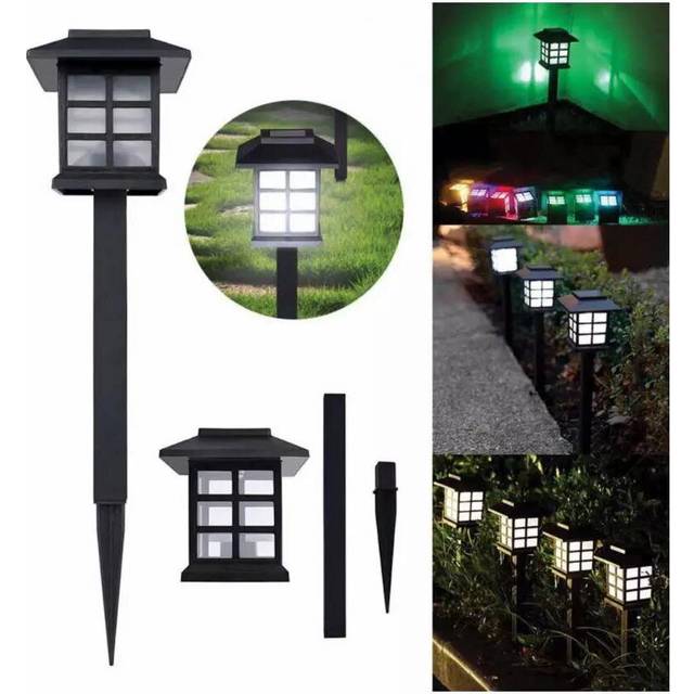 (Cool White) 4Pcs Outdoor Solar Pathway Lights Garden Lantern Color-changing Ground Lawn Landscape Yard Night Lamp