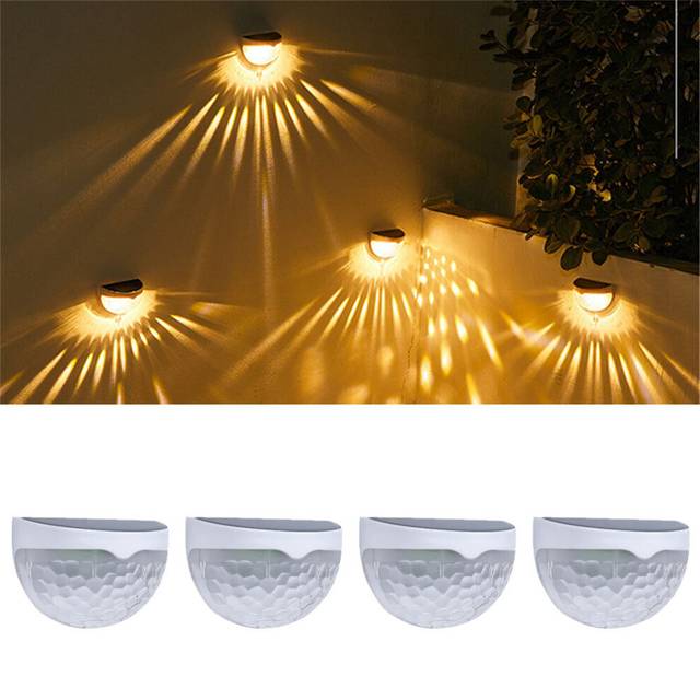 4 Pcs Solar Powered Led Garden Fence Wall Lights Patio Security Lamps