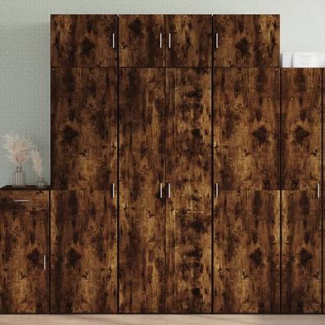 vidaXL Highboard Smoked Oak 70x42.5x185 cm Engineered Wood - Brown