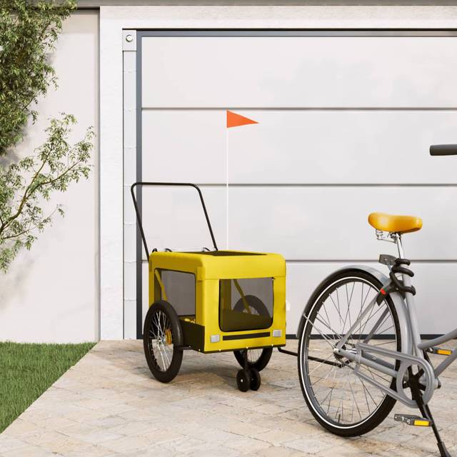 Pet Bike Trailer Yellow and Black Oxford Fabric and Iron Vidaxl