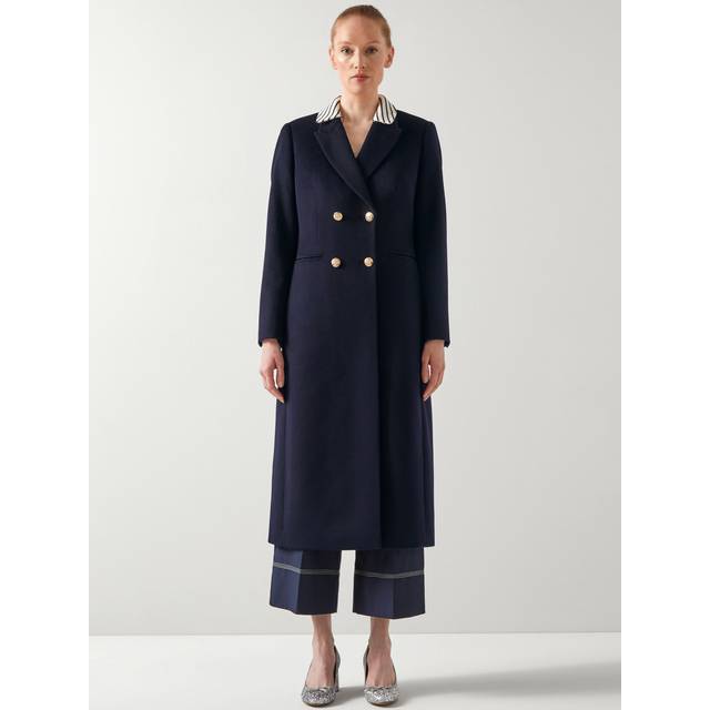 Lk Bennett Womens Blu-vy Mariner Double-breasted Wool Coat 16 - BLU-NAVY