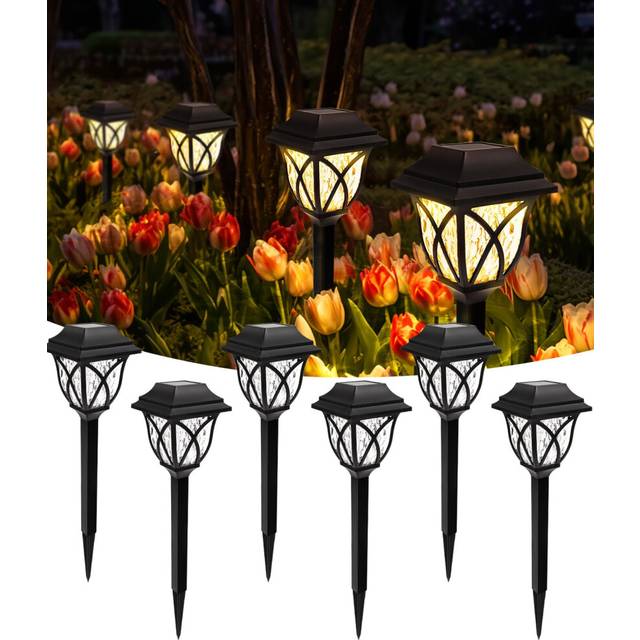 ExtraStar Decorative Solar Garden Pathway Spike Light - 6pk, Black
