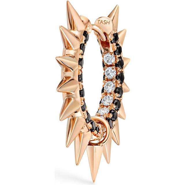 Maria Tash Black and White Diamond Pavé Metal Mohawk Hoop Earring - Rose Gold - 9.5mm