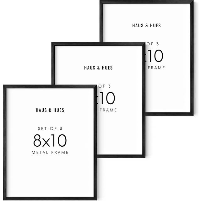 HAUS AND HUES 8x10 Picture Frame Set of 38x10 Black Picture Frames For Wall  Black Picture Frames 8x10 Frames Black Frames 8x10 Picture Frame 3 Pack o