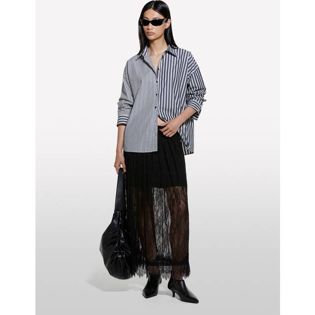 SISLEY Elegant Lace Maxi Skirt, Black