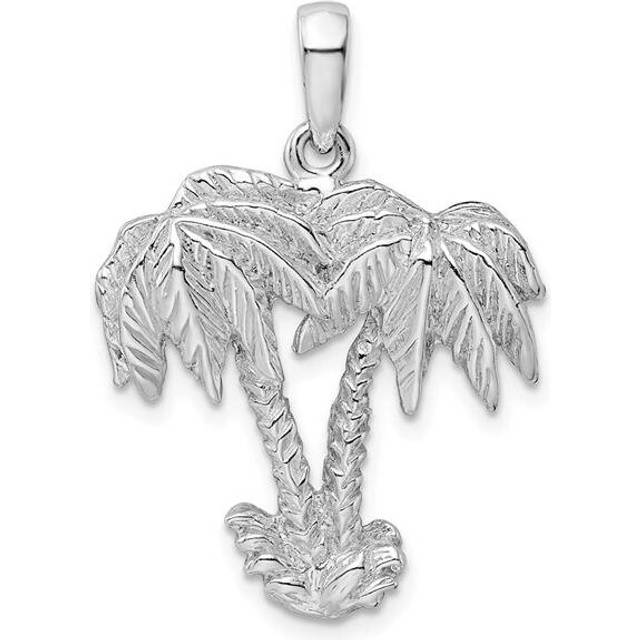 Sterling Silver Polished Two Palm Trees Pendant