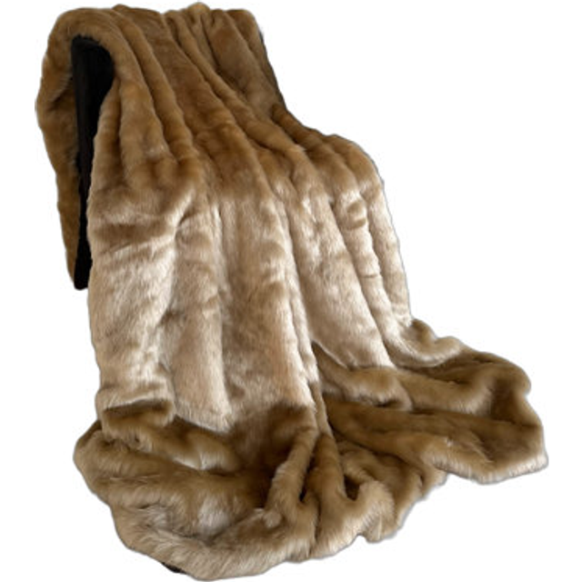 Plutus Brands PBSF2344-6072-TC 60 x 72 in. Rabbit Faux Fur Luxury Throw Blanket, Brown & Gold