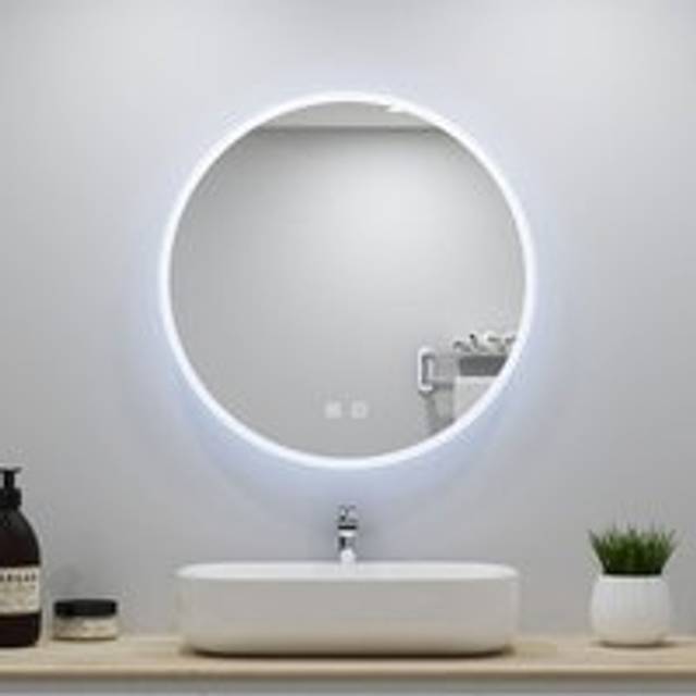 Aica Sanitaire - Round Bathroom Mirror Large Circle Mirror Wall Vanity Mirror Hanging Makeup Mirror Decoration for Bathroom Bedroom Living Room