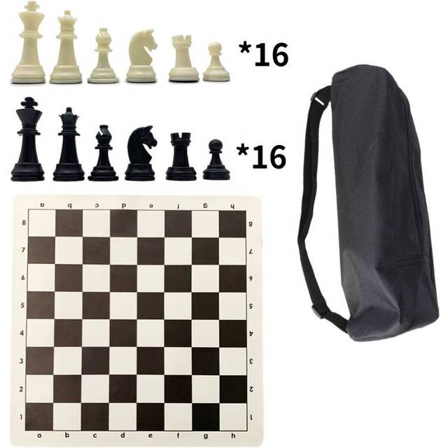 (Black) Board Game Park Chess Tournament Portable Chessboard Set Toys Gift Storage Bag