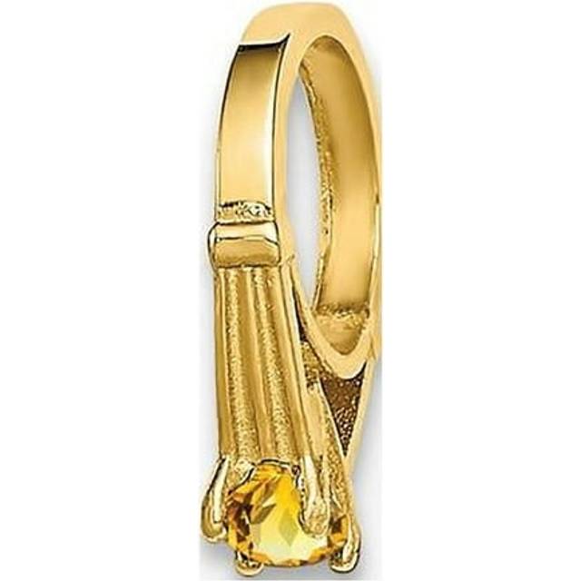 14K Yellow Gold 3D Ring with Yellow CZ Charm