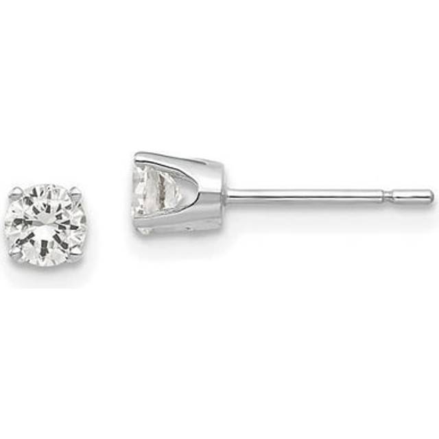 Finest Gold 14K White Gold 3.75 mm Round Stud Earrings Mounting with Backs