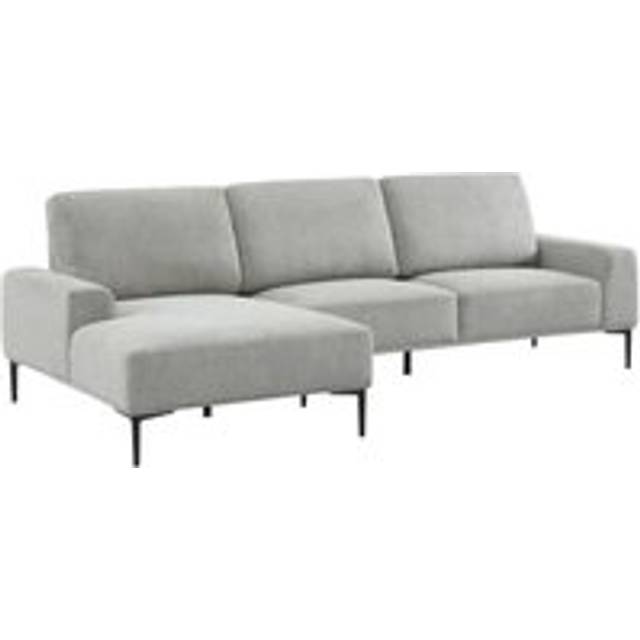 Sweeek - 3-seater corner sofa, left-hand in fabric and metal , Atlanta, Light Grey, 134x260x84 cm