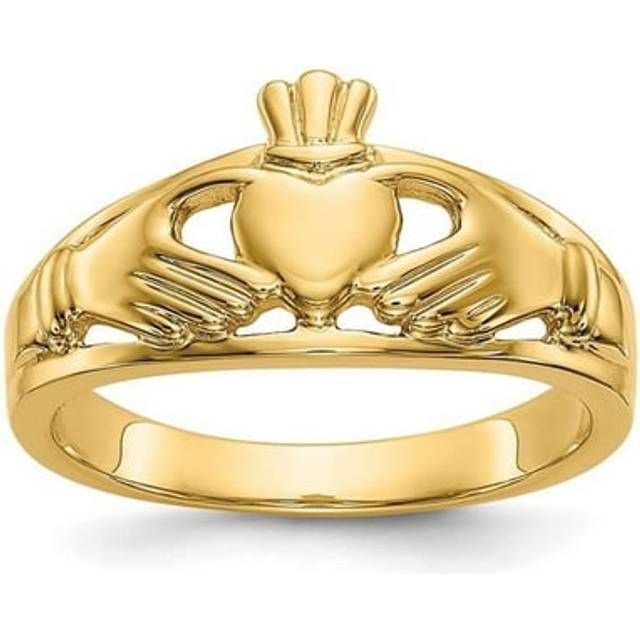 14K Yellow Gold Polished Ladies Claddagh Ring - Size 7