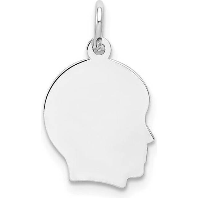 XWM47-11 14K White Gold Plain Small 0.011 Depth Facing Right Engravable Boy Charm
