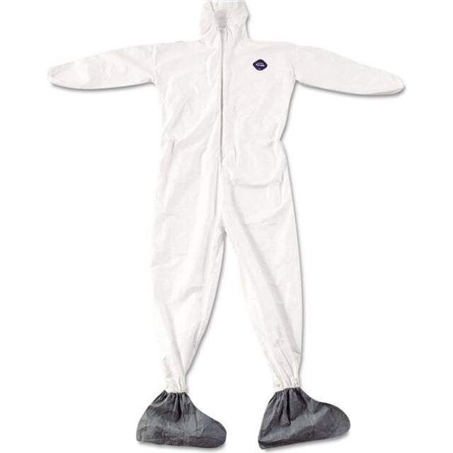 E.i. Dupont De Nemours 251-TY122S-XL Tyvek Elastic Cuff Hooded Coveralls with Boots, White & Extra Large, 25 per Case
