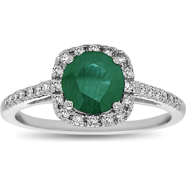 Louis Creations RL2041ED-ENG-4 1.20 CTW Emerald & Diamond Engagement Ring, 14K White Gold - Size 4