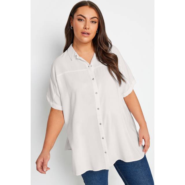 Yours Curve White Short Sleeve Shirt, Women's Curve & Plus Size, Yours - 34-36