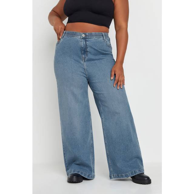 Yours Curve Blue Wide Leg Slouchy Jeans, Women's Curve & Plus Size, Yours - 20