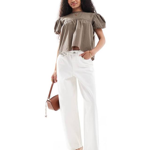 Miss Selfridge Petite – Gräddvita, baggy jeans-Vit/a
