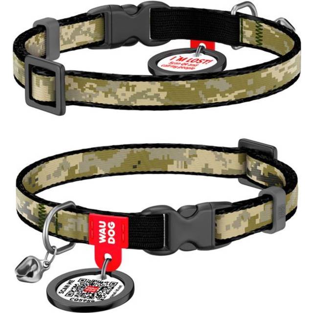 WAUDOG Katthalsband Nylon med Smart ID bricka (Kamoflage 10mm 20-30cm)