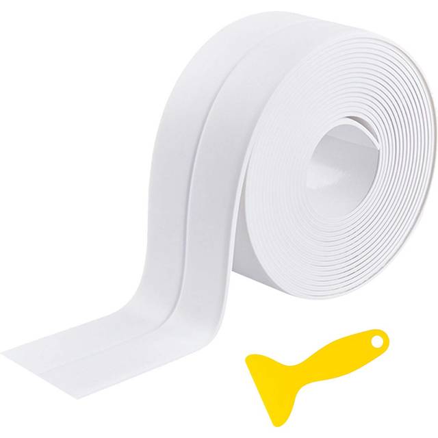 Dreetino Bath Sealant Strip,11ft Self Adhesive Caulk Strip Sealant Tape for Kitchen, Bathroom, Toilet, Wall Corner with Sealing Tool - White