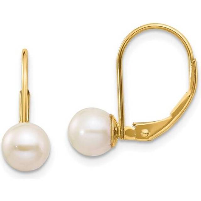 14K Yellow Gold 6-6.5 mm Pearl Leverback Earring Mounting