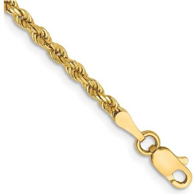 14K Yellow Gold 2.25 mm Diamond-Cut Rope 7 in. Bracelet with Lobster Clasp Chain