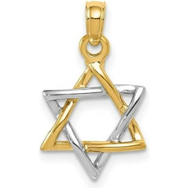 14K Two-Tone Polished Star of David Pendant