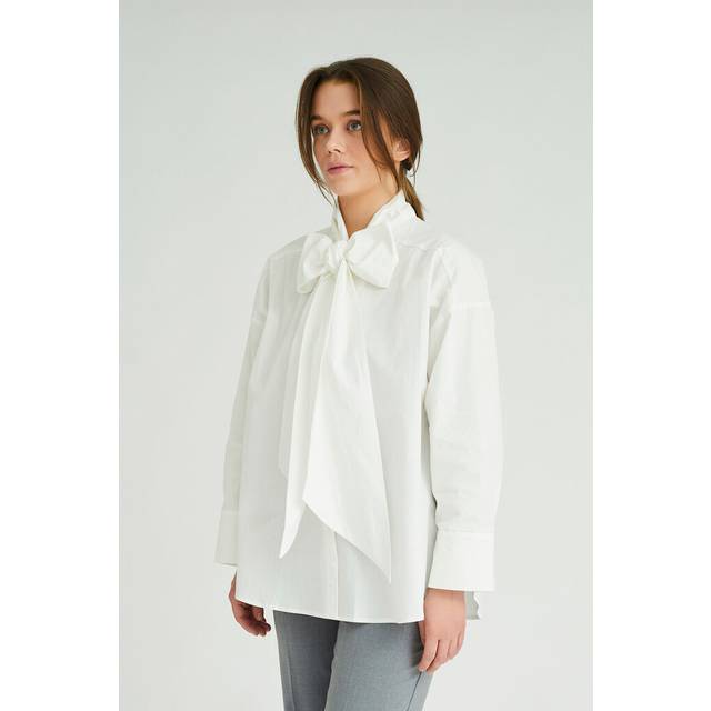 A-VIEW Bow Neck Shirt, White
