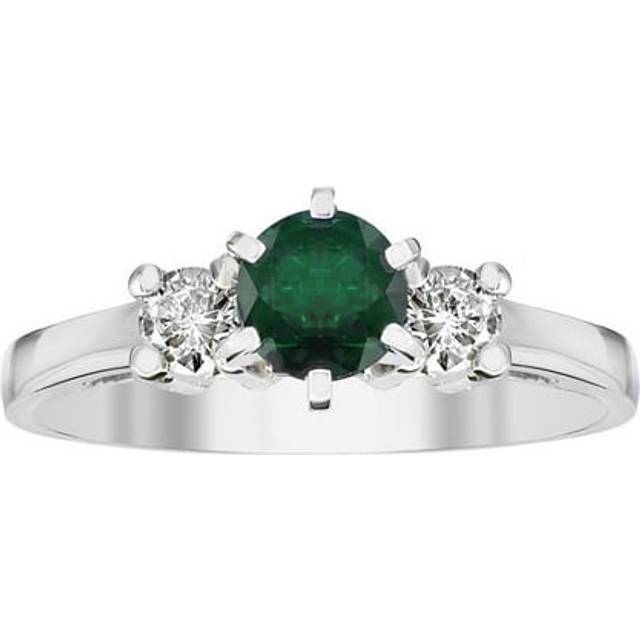 Louis Creations RL613ED-CE-6 0.68 CTTW Emerald & Diamonsd Engagement Ring, 14K Gold - Size 6