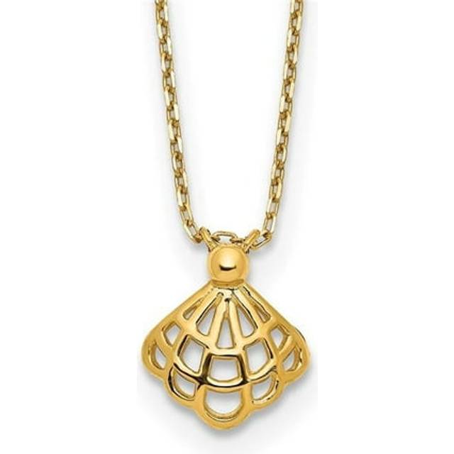 14K Yellow Gold Polished Seashell with 1.25 in. Extension Necklace