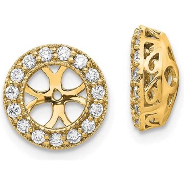 14K Yellow Gold Diamond Earrings Jacket Mounting