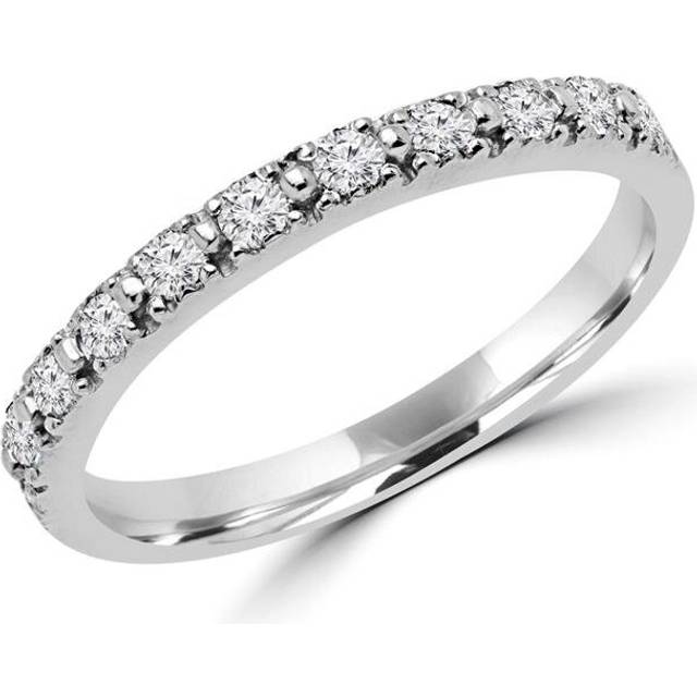 0.25 CTW Round Diamond Semi-Eternity Wedding Band Ring in 14K White Gold, Size 4.75