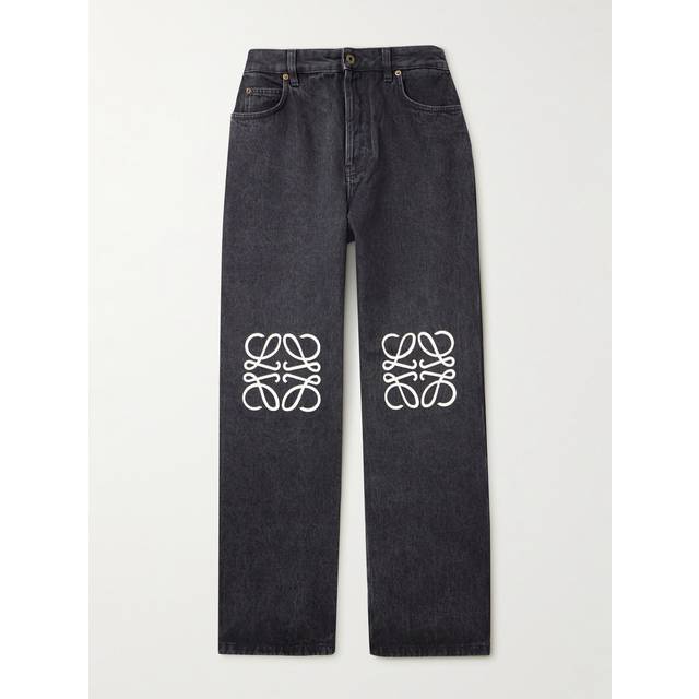 LOEWE - Anagram Wide-Leg Logo-Embroidered Jeans - Men - Black - IT 50