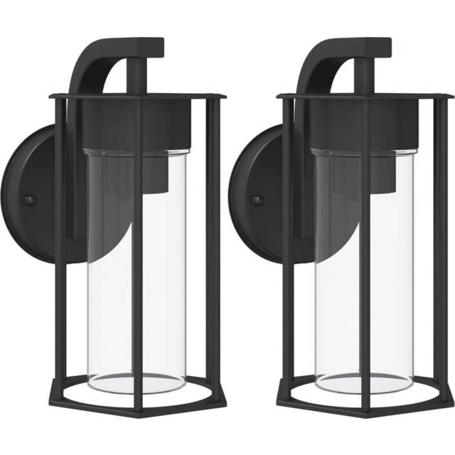 vidaXL Outdoor Wall Lights 2pcs Black Stainless Steel