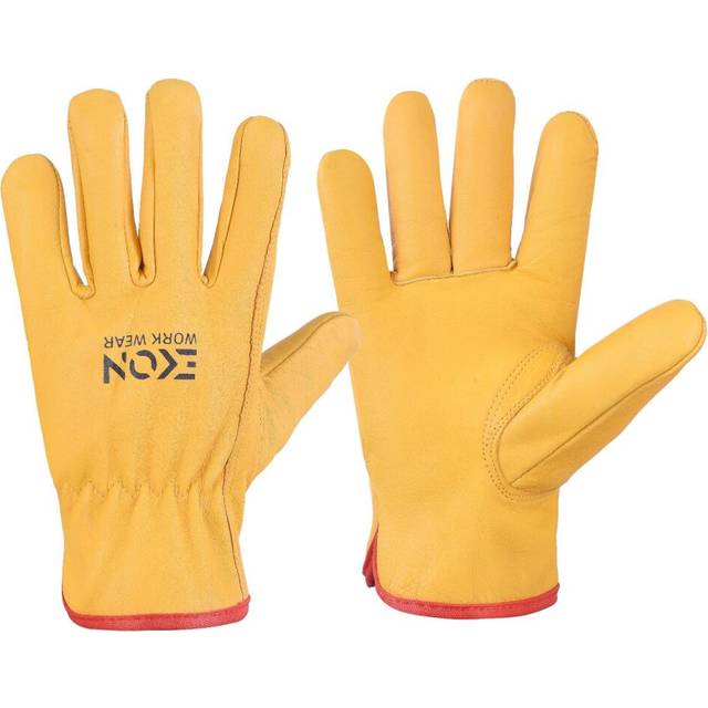 EKON Safety Work Gloves Unisex Leather Working, Lorry Driving, Truckers Gloves, Yard, Gardening, Forestry Gloves Premium Quality Hand Protection