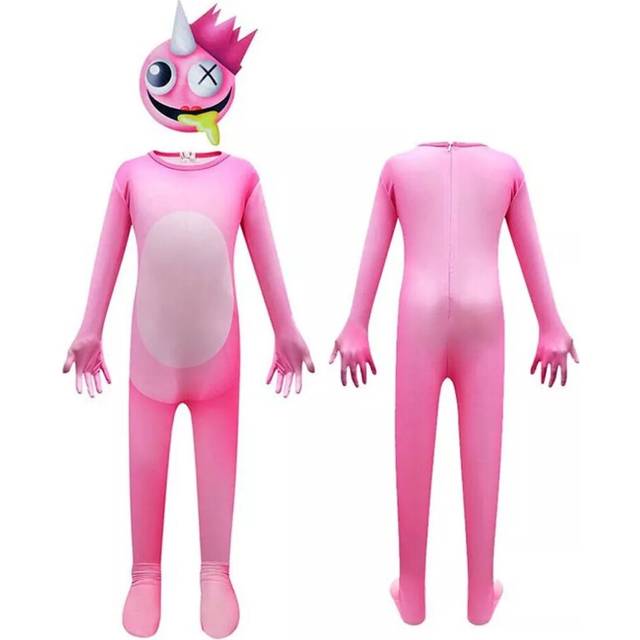 (Pink, 160) Rainbow Friends Unisex Kids Cosplay Jumpsuit Boys Girls Halloween Costume Party