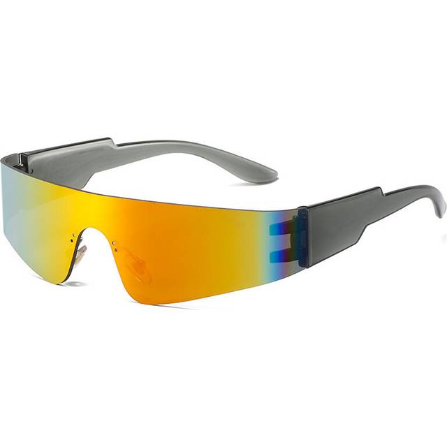(gray red, As shows) 2000S Aesthetic Y2K Sunglasses Men One Piece Sports Sun Glasses Women