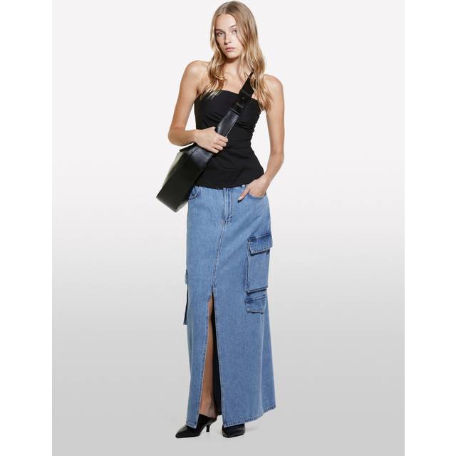 SISLEY Cargo Flap Denim Maxi Skirt