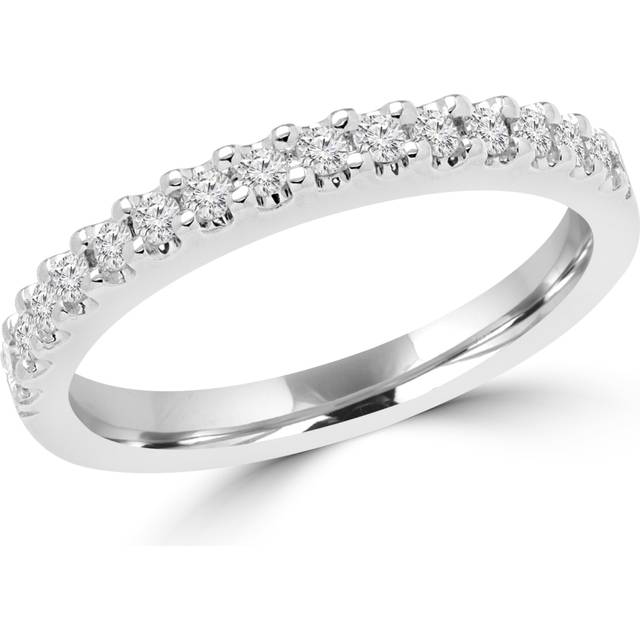 Majesty Diamonds MD160207-5.25 0.25 CTW Round Cut Diamond Wedding Anniversary Band Ring in 14K White Gold, Size 5.25