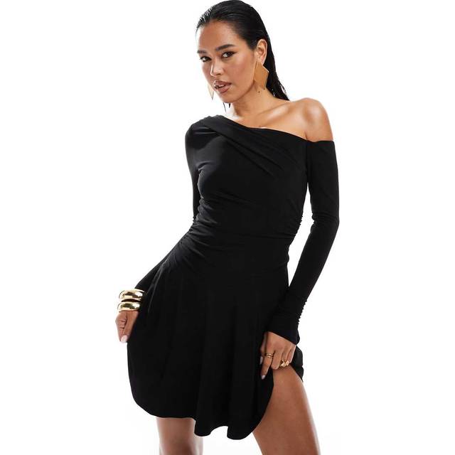 Forever New Women's Elise Jersey Twist Mini Dress in Black, Size 16 Main/Polyester
