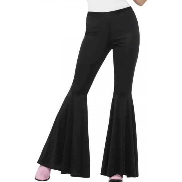 Uk 12-18 Black Ladies Flared Trousers - Fancy Dress 1960s Disco Flares 1970s -  ladies flared trousers fancy dress 1960s disco flares 1970s hippy